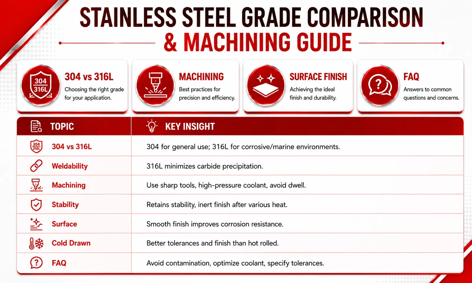 Stainless Steel Grade Comparison & Machining Guide: Practical Insights for
                    Engineers