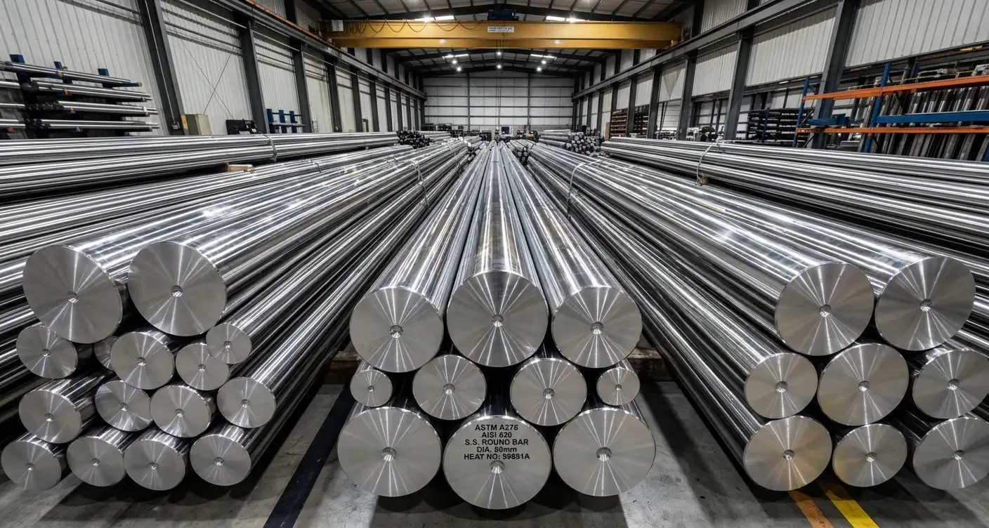 Close-up view of precision-ground AISI 420 stainless steel round bars, offering superior wear resistance and hardness for surgical instruments and high-stress mechanical components.