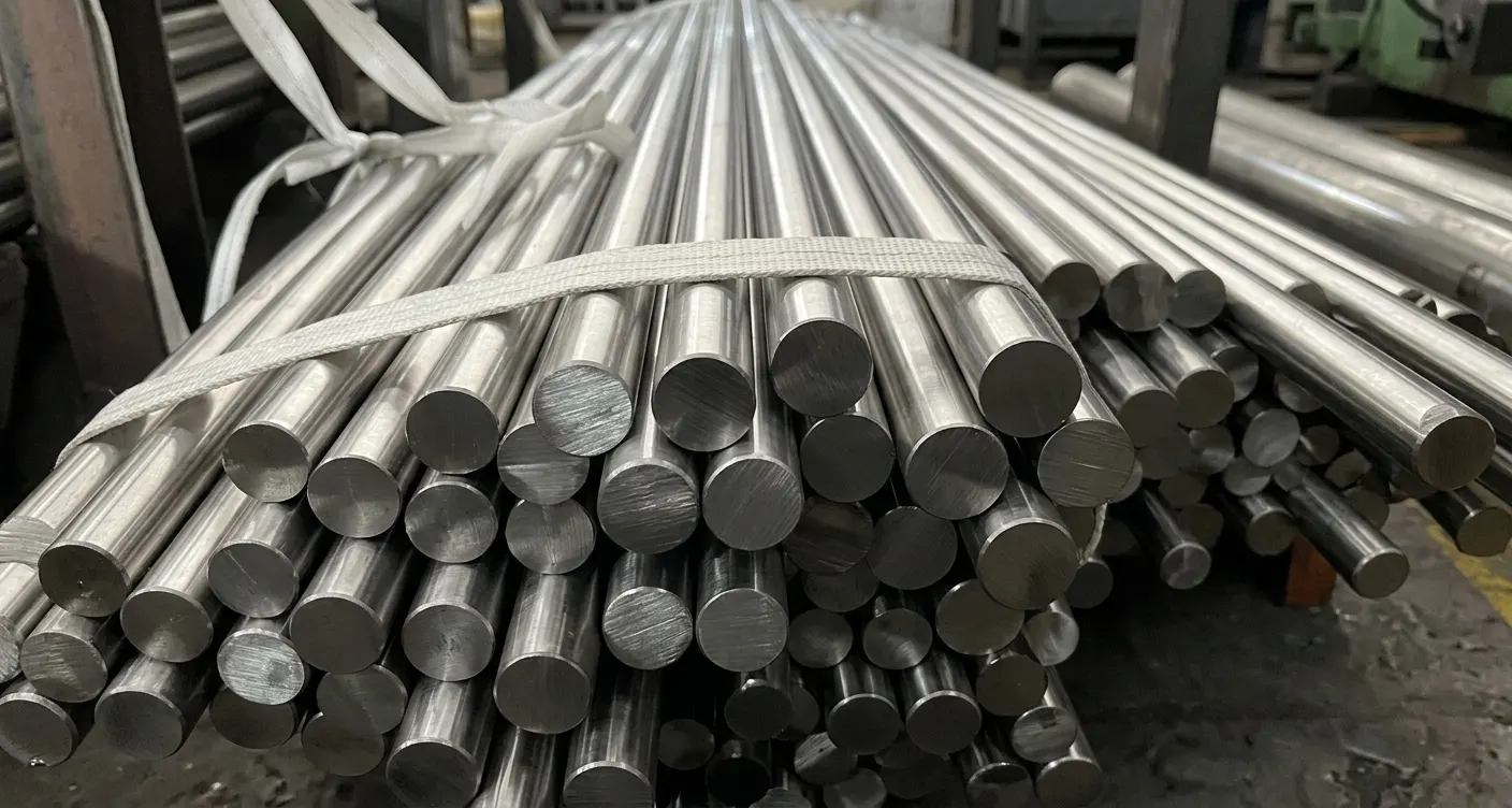 Close-up of processed and custom cut AISI 431 (UNS S43100) stainless steel round bars prepared for dispatch by Steel House India.