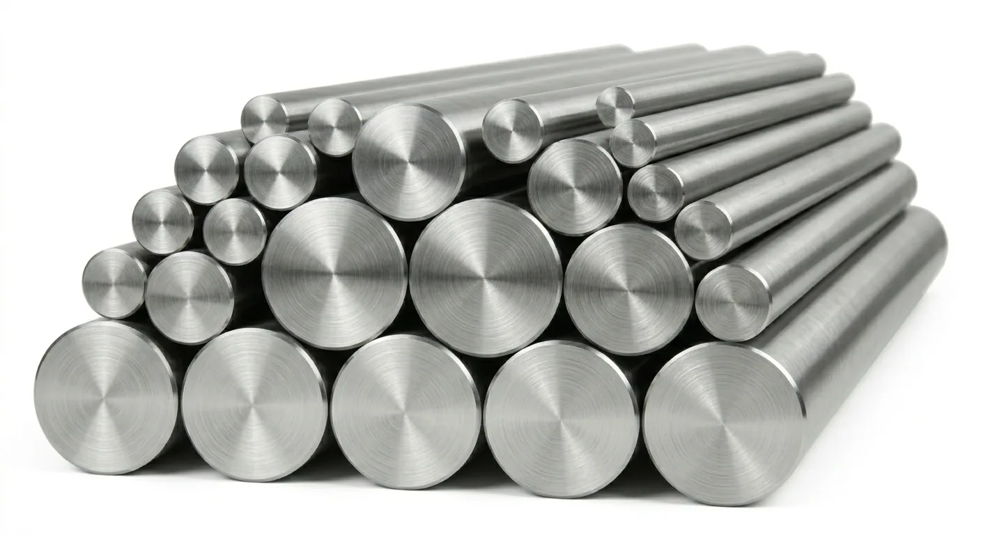  Large stock inventory of AISI 310S stainless steel round bars bundled for industrial supply